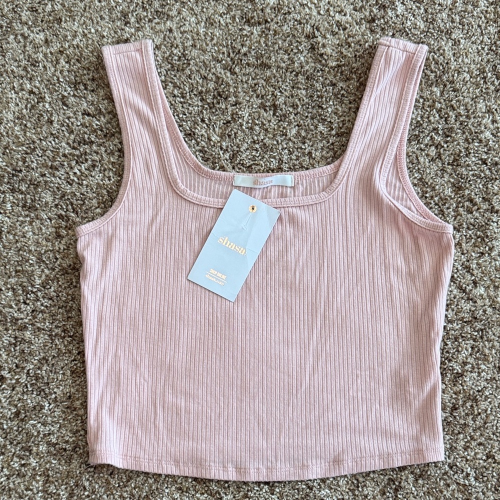 Shasa Light Pink Ribbed Tank Top